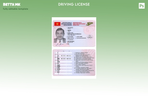 Модерен стил Киргистан возачка дозвола присутен шаблон